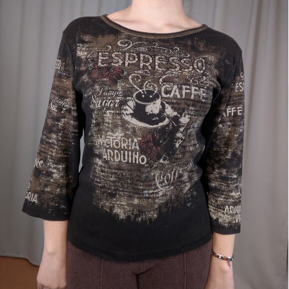 Y2K Vintage Bling Coquette Whimsygoth Tee T-Shirt Brown XL - Picture 8 of 9